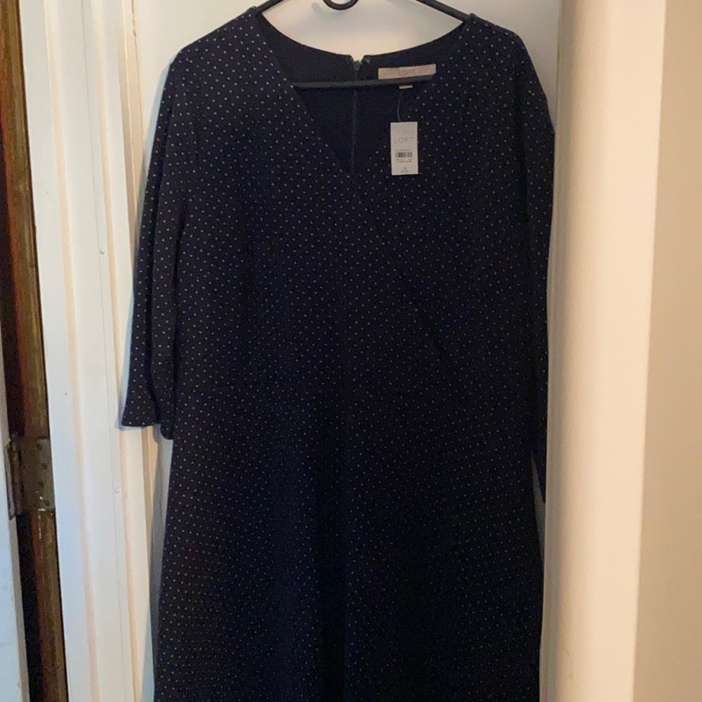 New! Navy & White Polka Dot Loft Plus Dress